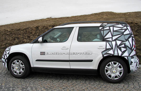 2013-skoda-yeti-facelift-side-profile Skoda Yeti face lift spotted testing in Europe