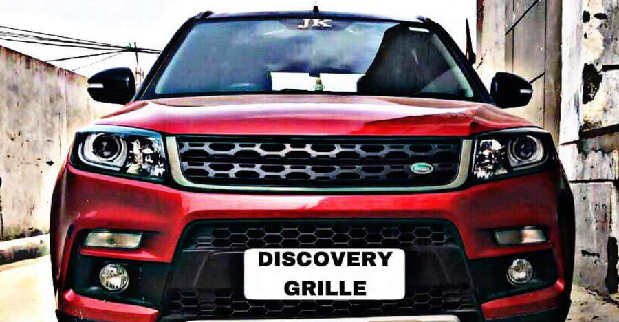 maruti brezza fitted with land rover grille