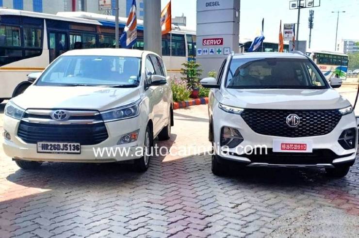 MG Hector Plus to take on the Toyota Innova Crysta: Pictured together for the first time