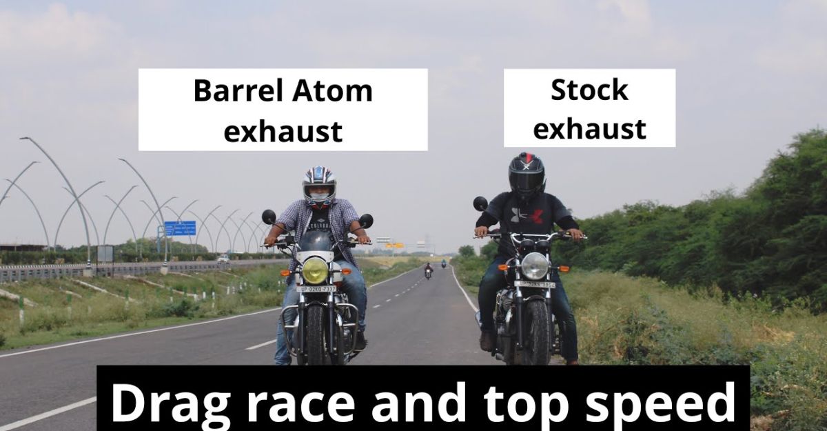 Royal Enfield Interceptor 650 Stock vs Aftermarket exhaust in a drag race 