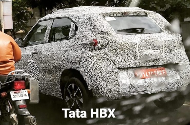 Upcoming Tata Hornbill HBX micro SUV front and rear in new spy shots