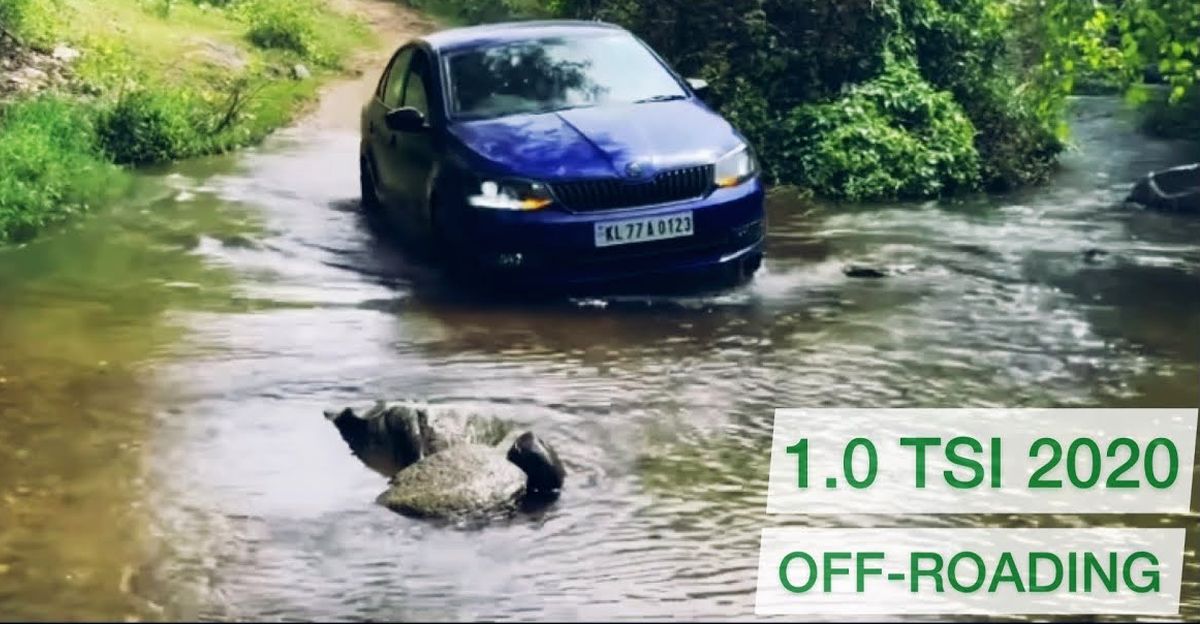 Skoda Rapid 1.0 Turbo Petrol crosses a stream: what could go wrong? [Video]