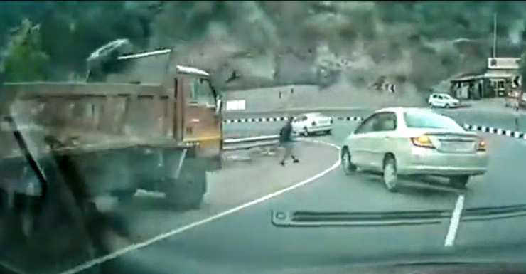 Out-of-control Honda City saved by side barrier
