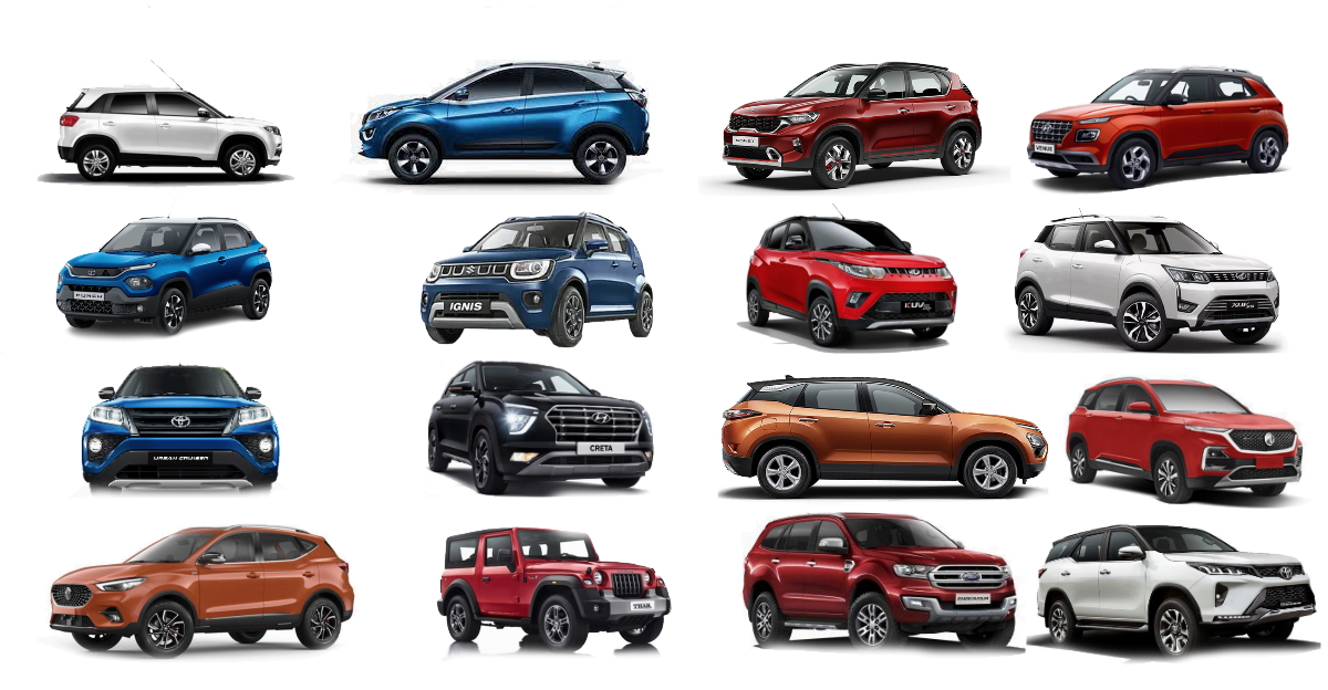 SUV classifications for India