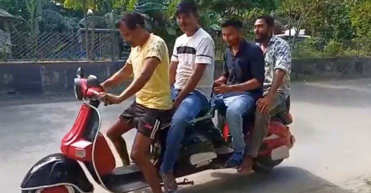 Assam man designs scooter with four seats to take his family along