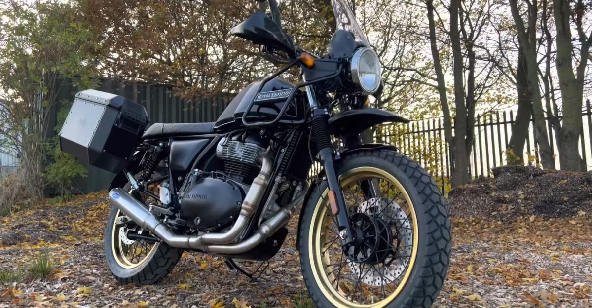Royal Enfield Interceptor 650 modified with a Himalayan body kit looks interesting