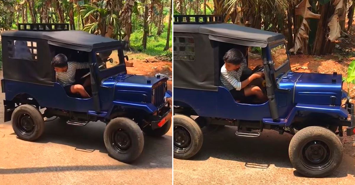Kerala man builds a miniature electric jeep for his children [video]