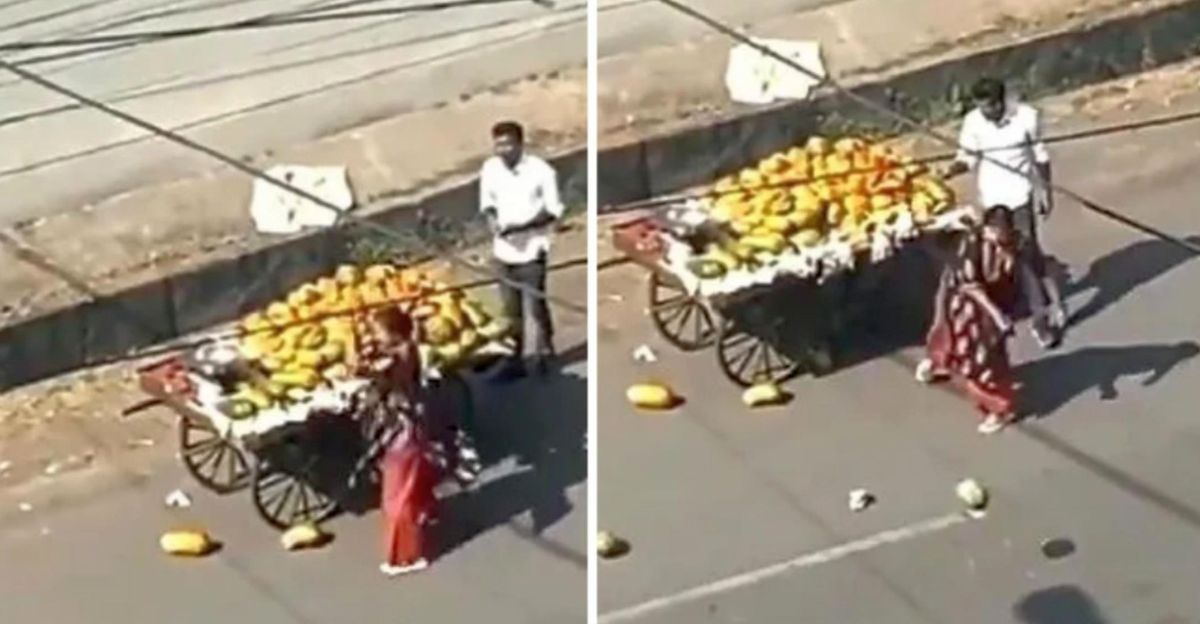Woman tosses fruits off a vendor’s cart because it brushed against her car [Video]