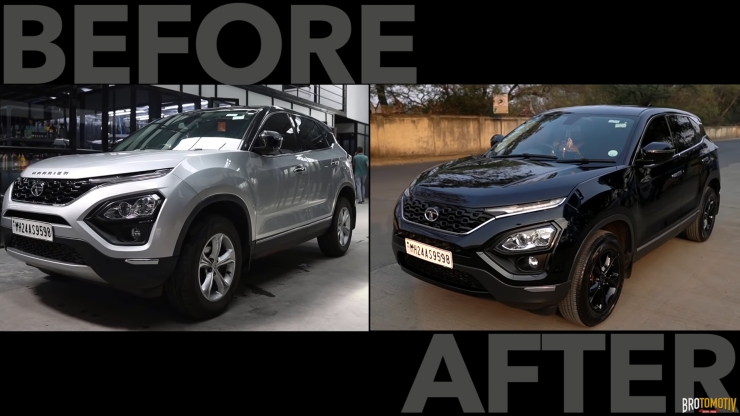 Silver Tata Harrier converted to Dark Edition for Rs. 1.3 lakhs [Video]