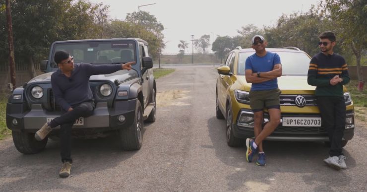 Mahindra Thar vs Volkswagen Taigun in a drag race video