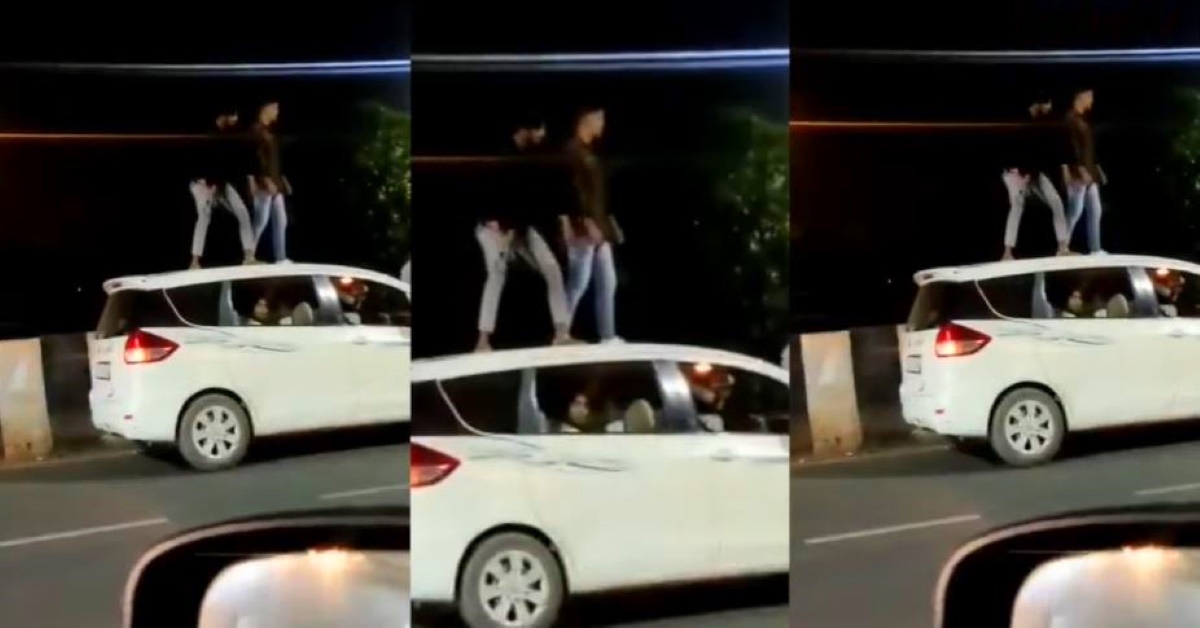 Drunk youngsters dance on the top of a moving car: Slapped with Rs. 20,000 fine