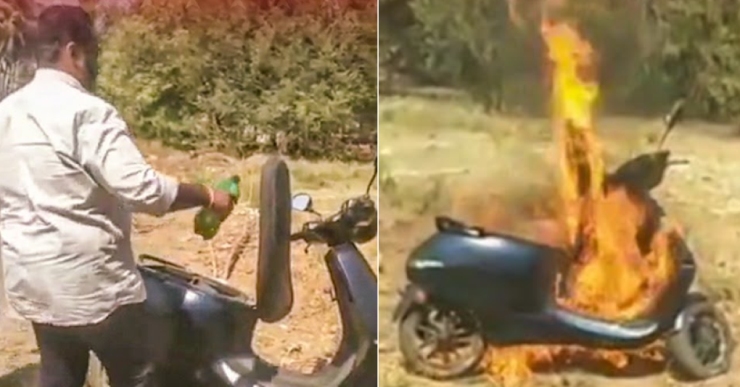 Frustrated Ola S1 Pro owner sets his electric scooter on fire [Video]