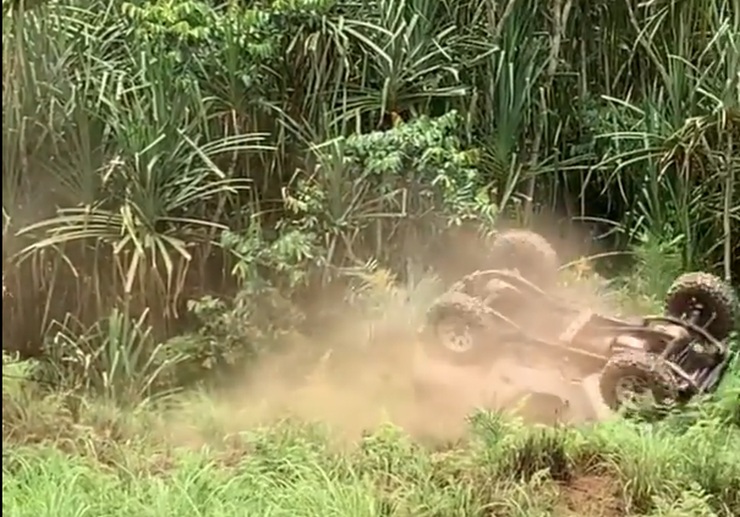 Mahindra Jeep rolls over – and recovers – while off-roading [Video]