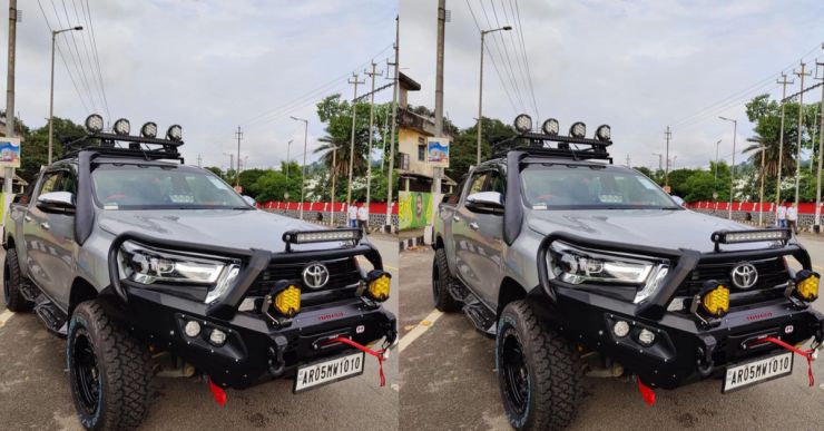 Closely modified Toyota Hilux truck seems to be brute