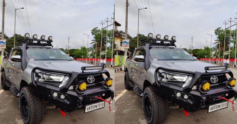 Heavily modified Toyota Hilux truck looks brute