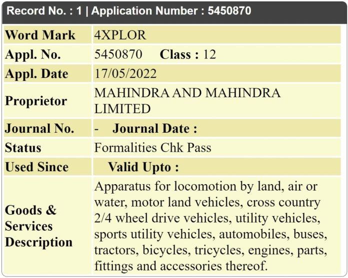 Mahindra trademarks 4Xplor name for Scorpio N 4WD system