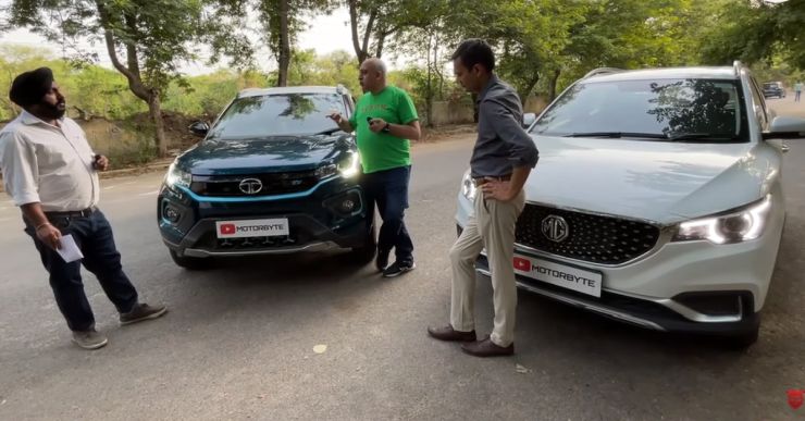 Pemilik Tata Nexon EV dan MG ZS EV mengendarai kendaraan masing-masing sebagai perbandingan video
