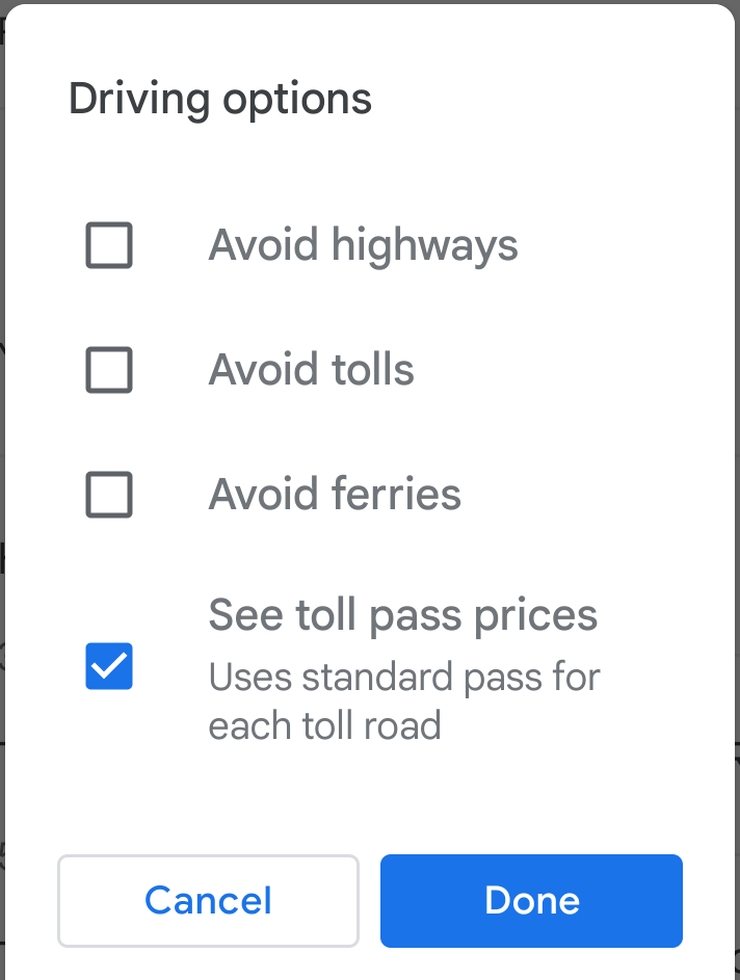 Google Maps can now give you toll estimates