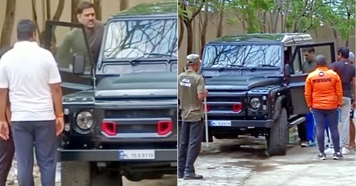 MS Dhoni spotted in vintage MINI Cooper & Land Rover Defender 110 [Video]