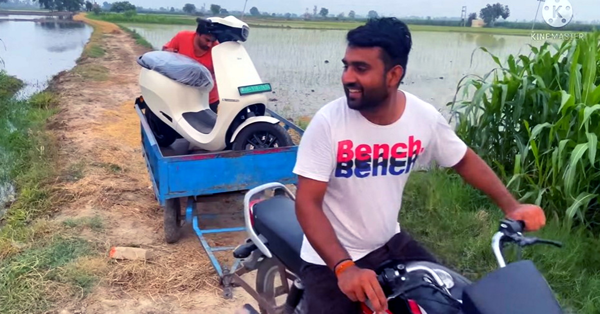 Ola S1 Pro customer tows electric scooter using petrol powered Hero HF Deluxe after breakdown [Video]
