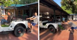Lalu Yadav's son Tejashwi pushes & pulls Mahindra Jeep after Modi asks him to lose weight [Video]