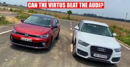 Volkswagen Virtus and Audi Q3 diesel SUV in a drag race video