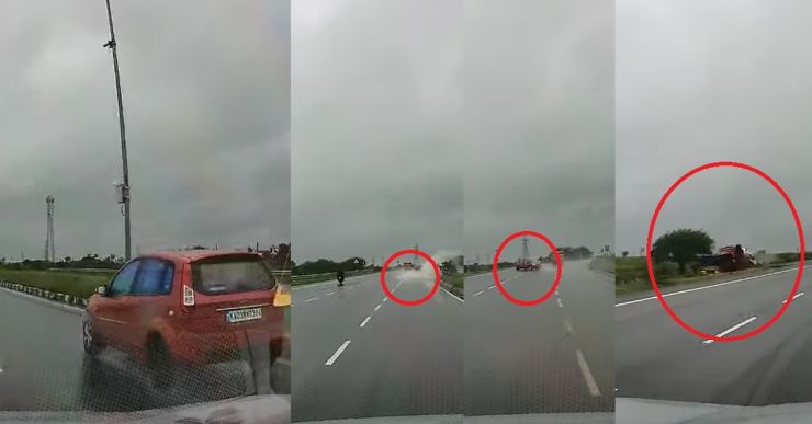 Speeding Ford Figo on a wet road shows how risky aquaplaning can be [Video]