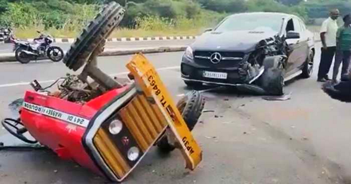 Mercedes-Benz GLC breaks a tractor into two after high-speed collision: Passengers safe [Video]