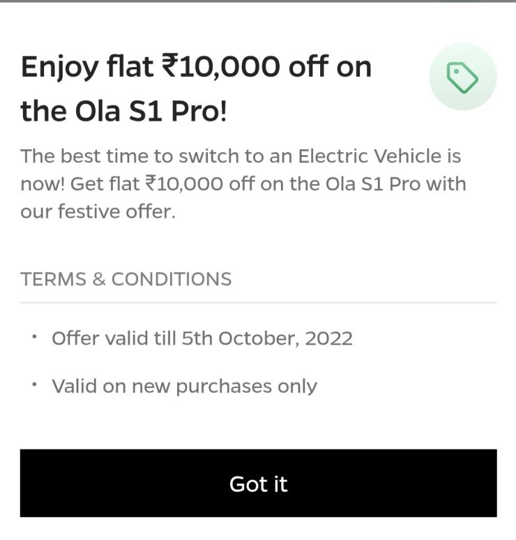 Ola S1 Pro electric scooter selling at Rs. 10,000 festive season discount