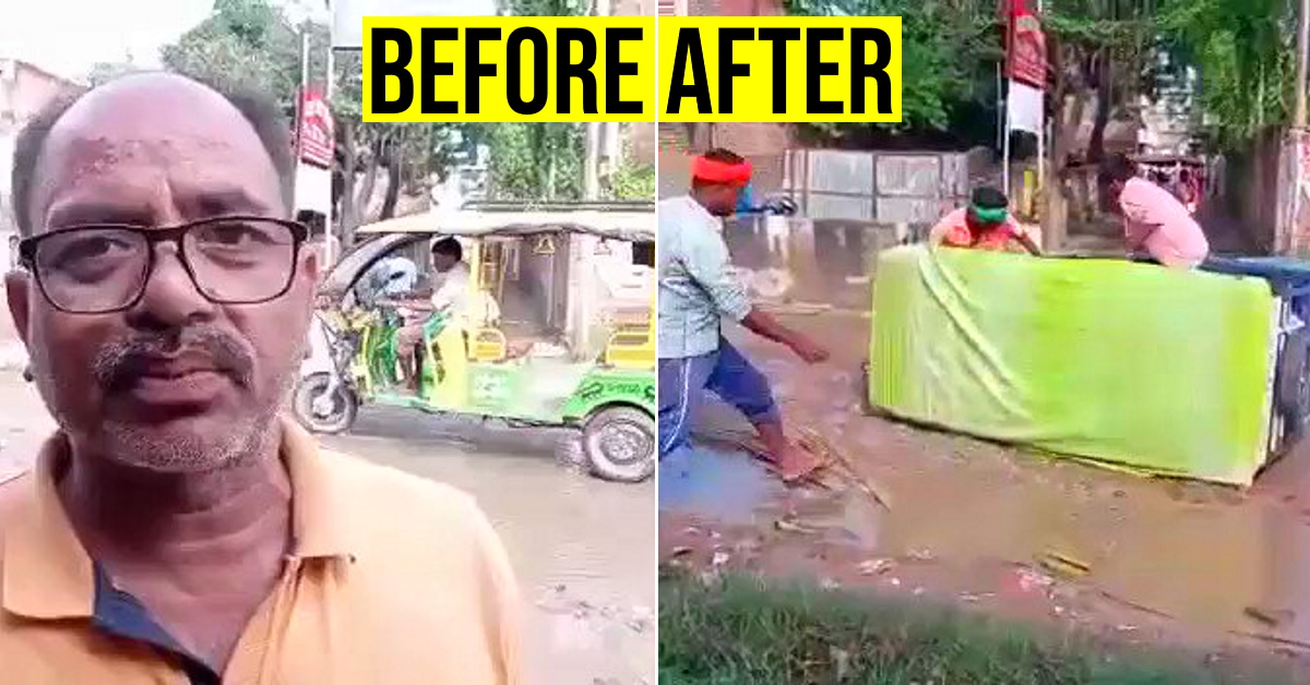 E-rickshaw topples on live video even as UP man complains about poor roads causing crashes