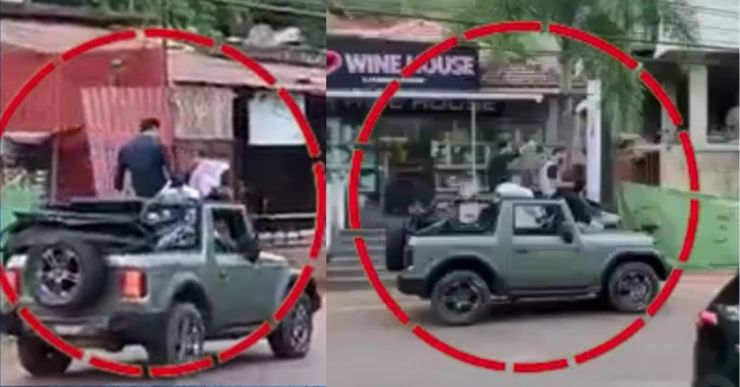 Tourist in Goa sits on top of moving Mahindra Thar & steers using feet [Video]