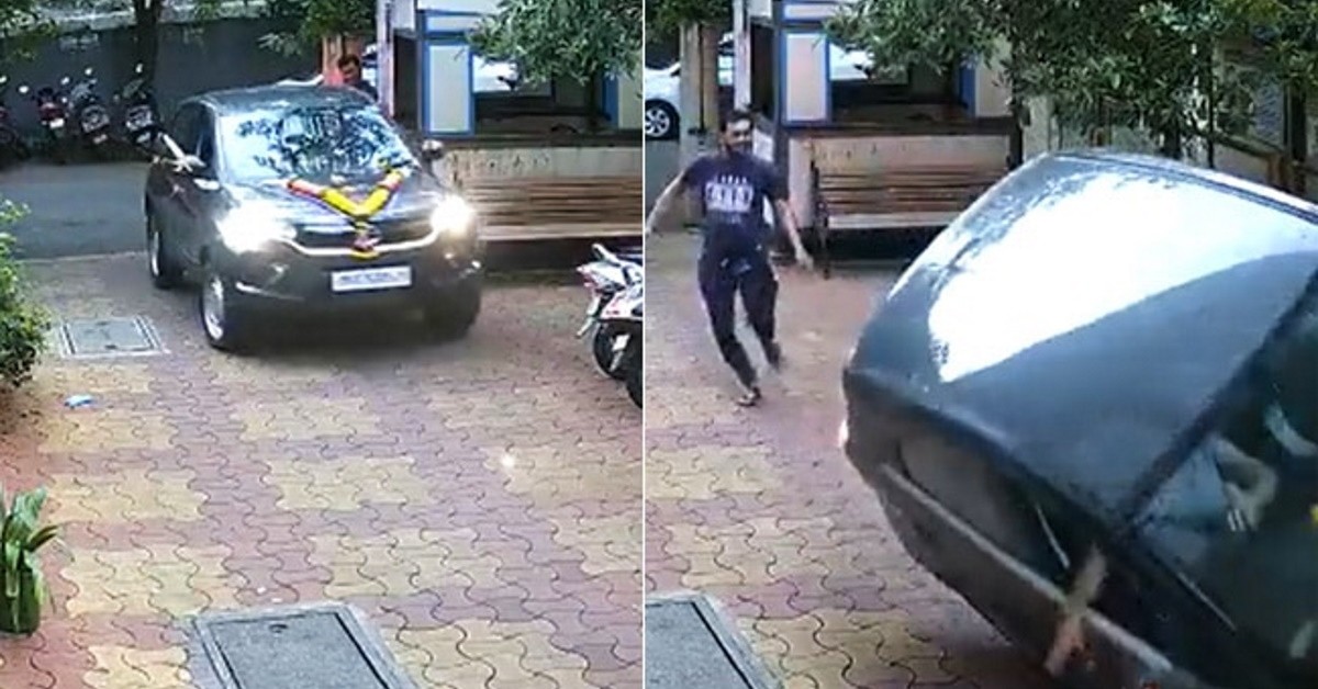 Brand-new Tata Nexon crashes into parked motorcycles, almost topples [Video]