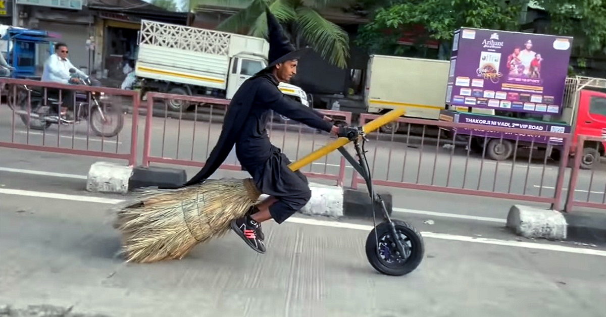 Indian YouTuber Harry Potter-style 'Flying Broom' [Video]
