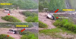 Brand new Mahindra Scorpio falls off cliff while crossing stream: Caught on camera