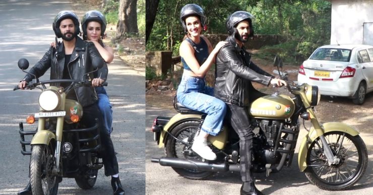 Bollywood actors Varun Dhawan and Kriti Sanon spotted on a Royal Enfield Classic [Video]