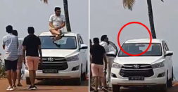 Toyota Innova Crysta roof dented after Goa tourist sits on roof [Video]