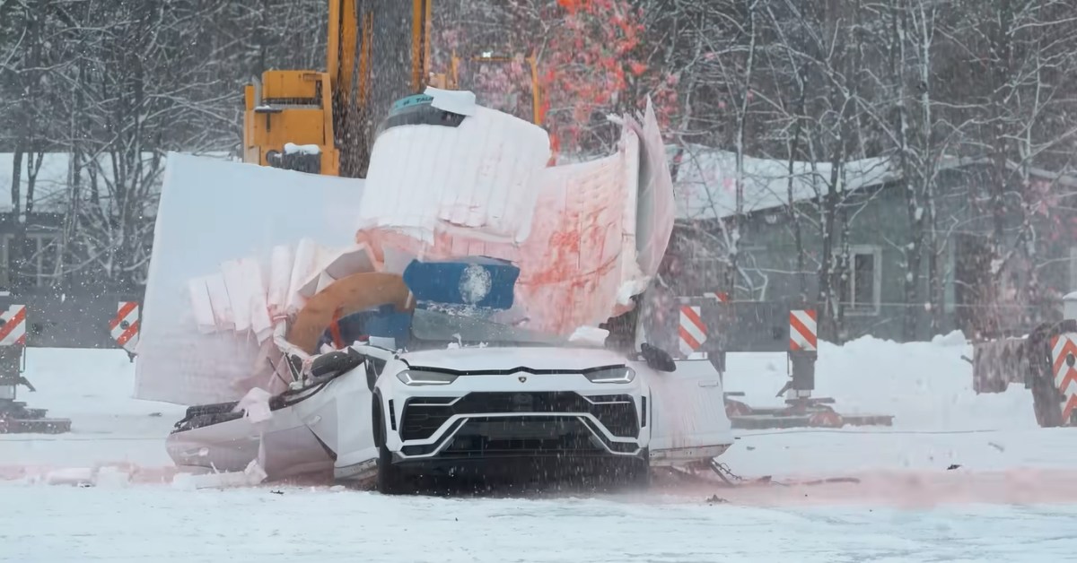 r destroys Lamborghini Urus SUV to promote his energy drink