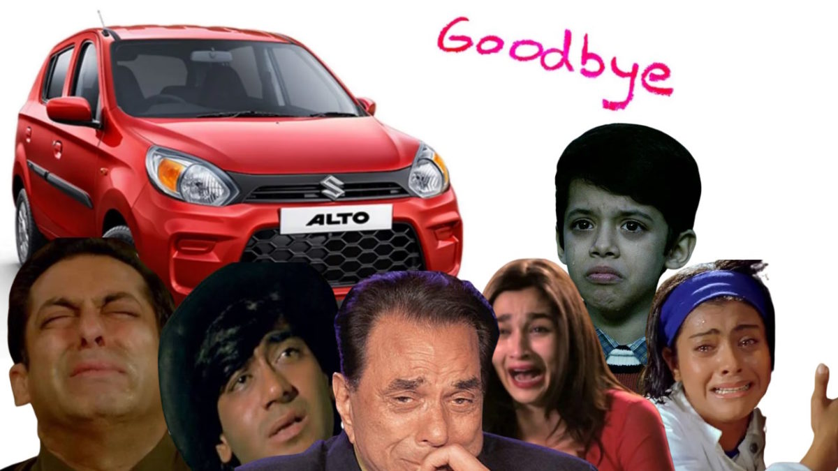 Maruti Alto 800 discontinued photo with bollywood actors crying