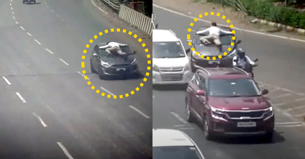 Mumbai cop dragged by driver on car bonnet