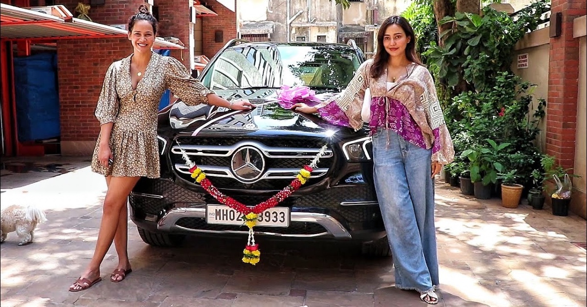 Neha Sharma, Bollyood actress with new mercedes benz GKE