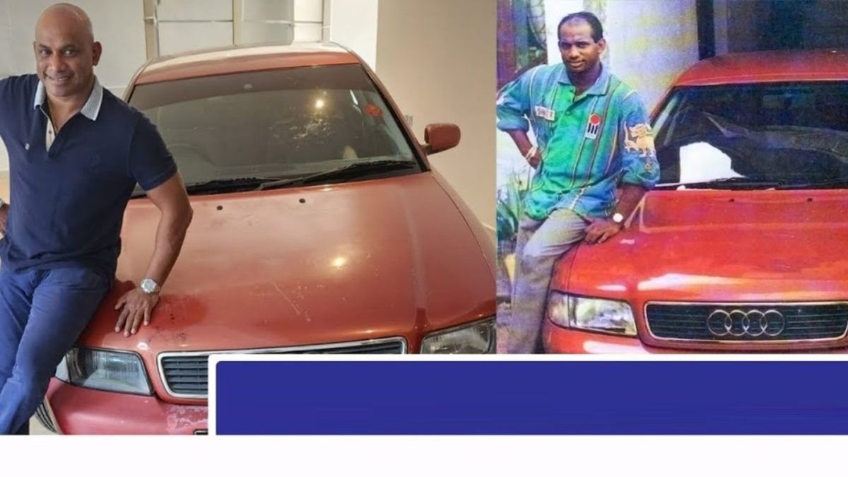 Sanath jayasuriya with his Audi A4 car