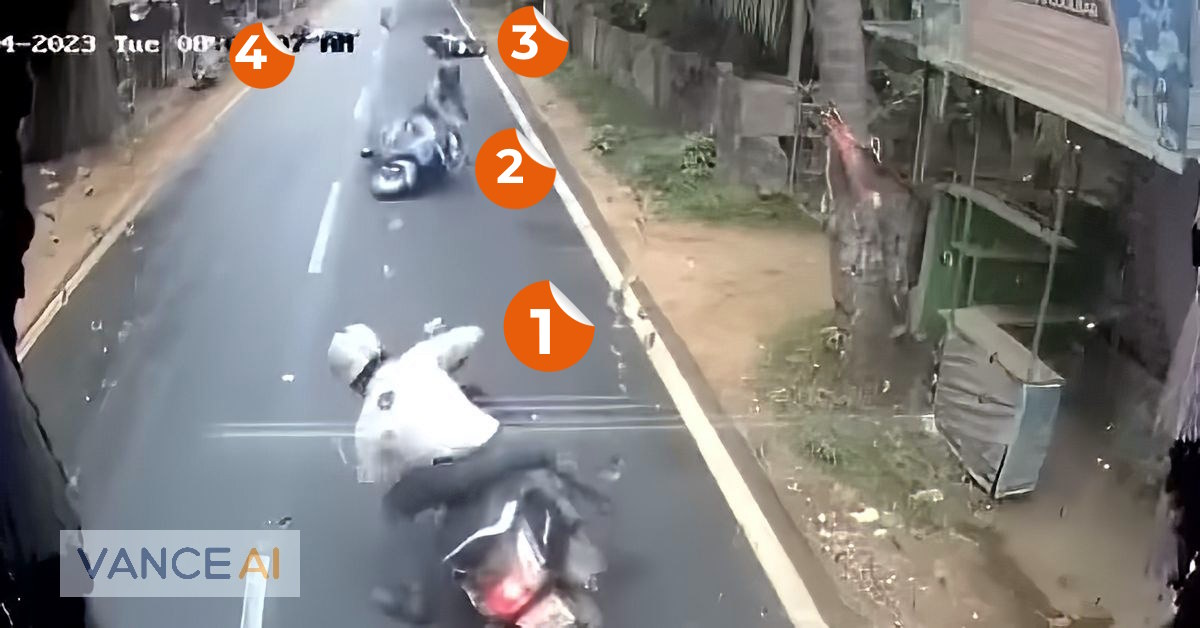 Scooters skid on wet road