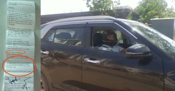 Hyundai Creta owner in Rajasthan drives with helmet after being fined by Traffic Police
