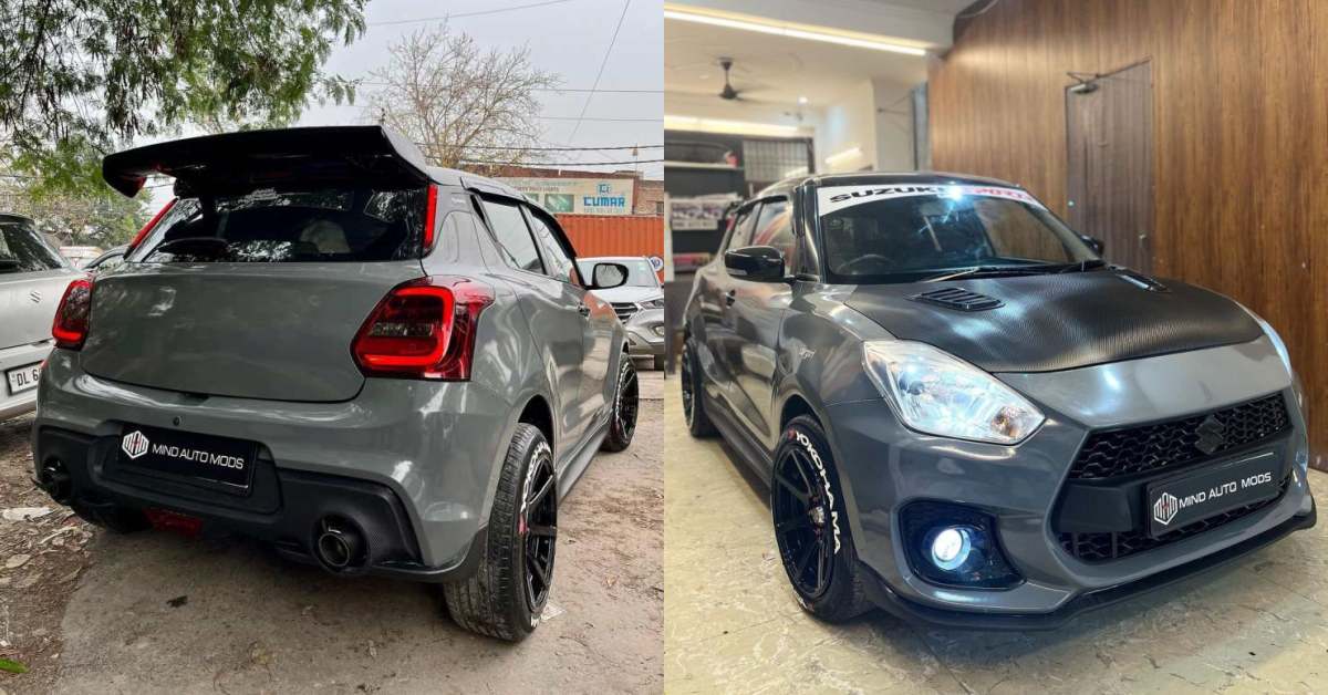 This modified Maruti Suzuki Swift hatchback with Sport GT body Kit and  Nardo Grey wrap looks hot!