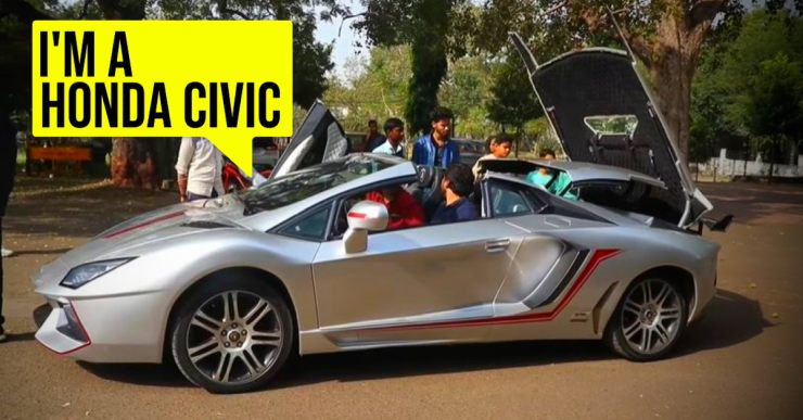 Lamborghini Aventador Roadster में बदली पुरानी Honda Civic
