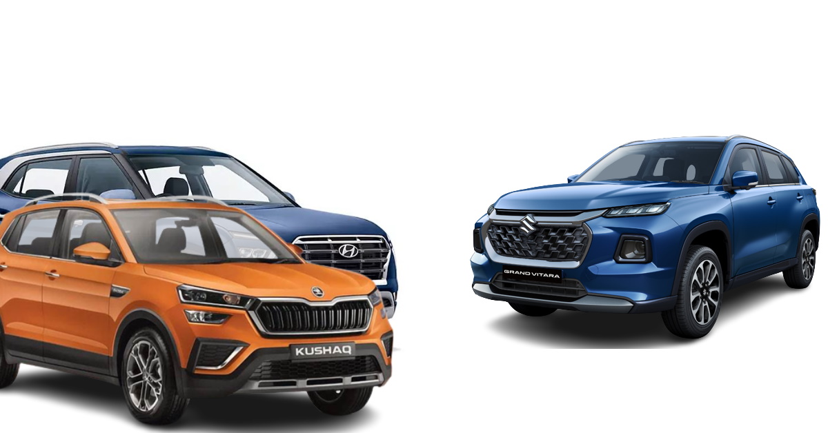 Skoda Kushaq, Hyundai Creta, and Maruti Suzuki Grand Vitara's most affordable variants Skoda Kushaq, Hyundai Creta, and Maruti Suzuki Grand Vitara's most affordable variants