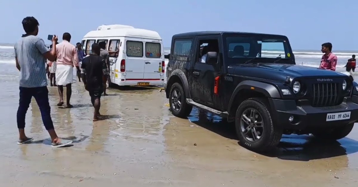 Mahindra Thar rescues Force Traveller