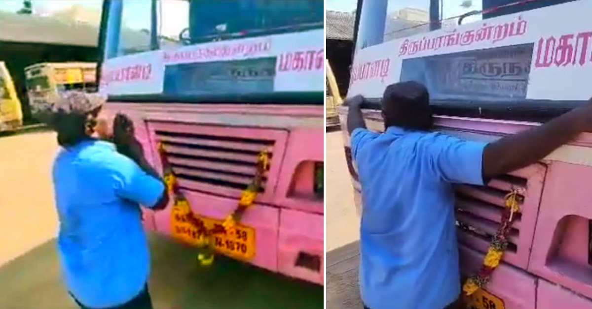 govt bus driver hugs bus madurai