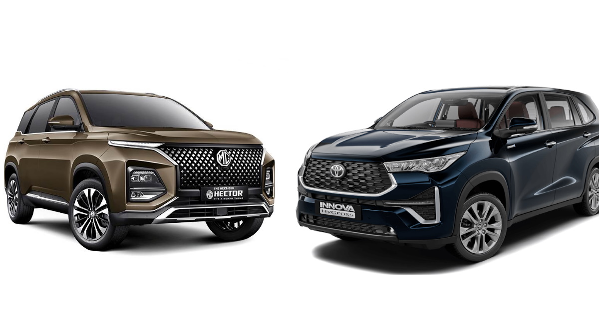 MG Hector and Toyota Hycross comparison for family-ficused buyers MG Hector and Toyota Hycross comparison for family-ficused buyers