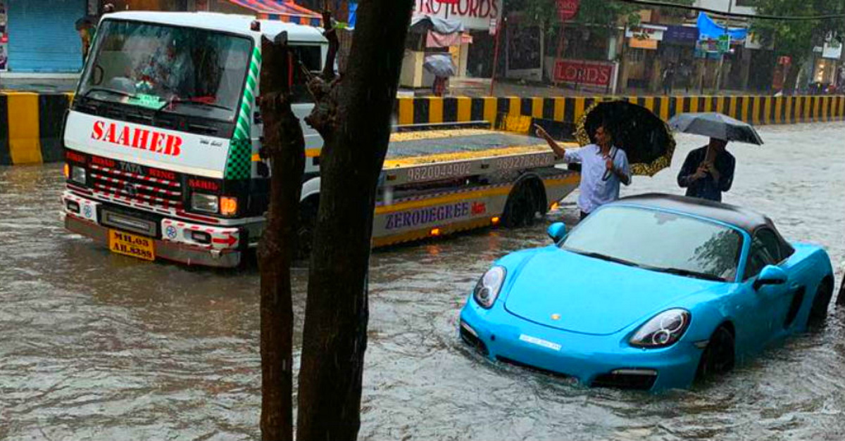 porsche flooded road mumbai